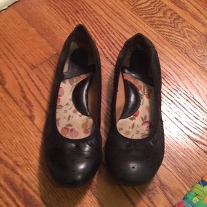 Born black leather flats